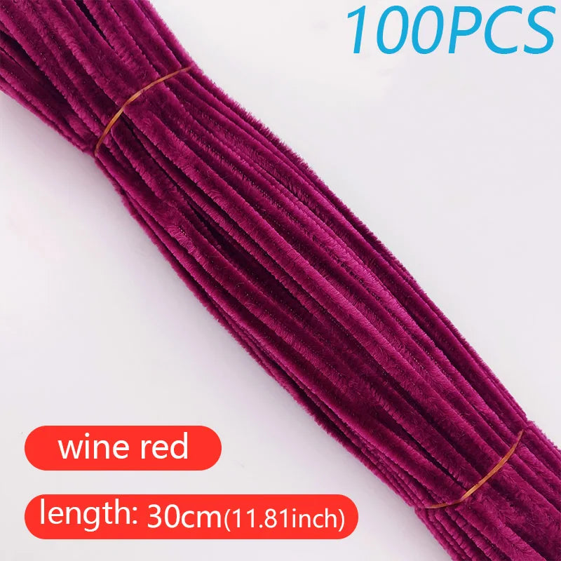 100PCS Colorful Twisted Rod DIY Handcraft Bar Wire Imaginative Wool Root Fluffy Bar Iron Wire Sticks Art Kids Educational Toys