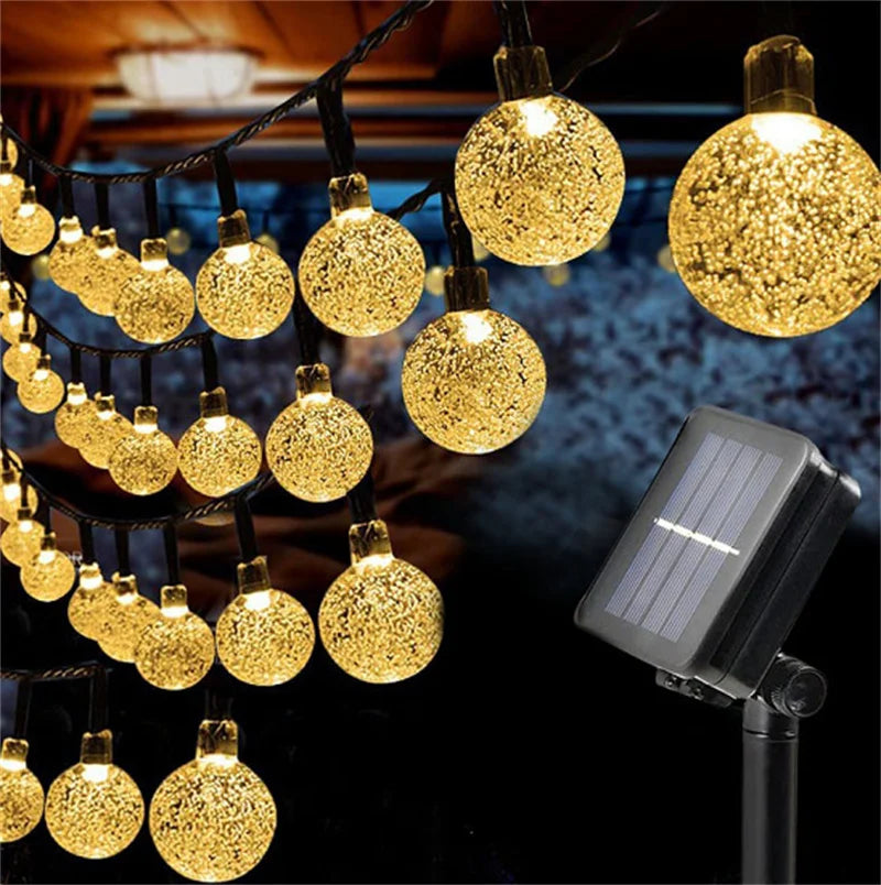 5/7/12m Outdoor LED Crystal Globe Light Solar Fairy Light Solar String Light for Easter Wedding Party Decoration