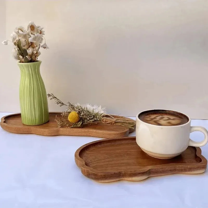 Japanese-Style Wooden Coffee Trays for Fruit Desserts Candies Bread Snacks Cakes Food Table Trays