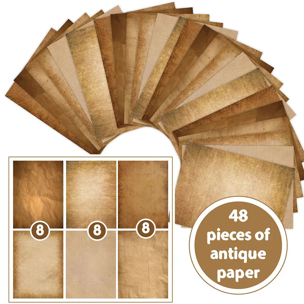 For Fun 48 Sheets Vintage Scrapbook Material Paper DIY Junk Journal Collage Photo Album Retro Background Paper A4 Printing Paper