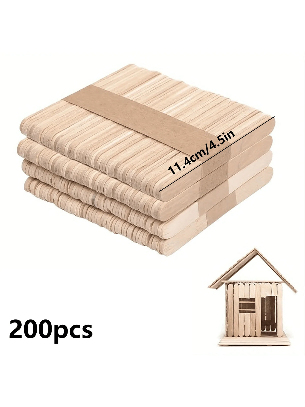 50/100/200 Pieces 11.4cm/4.5 inch Small Wooden Craft Sticks - Multi-purpose wooden sticks for DIY projects and waxing