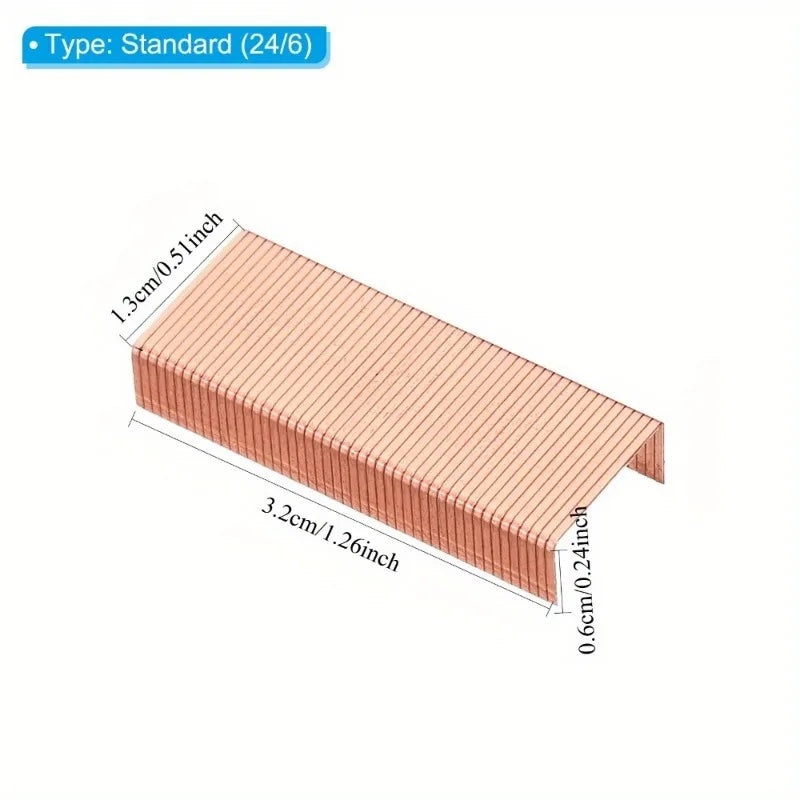 5 Boxes Rose Gold Standard Size Jam Free Sharp Chisel Point Stapler Refill for Desktop Stapler Accessories
