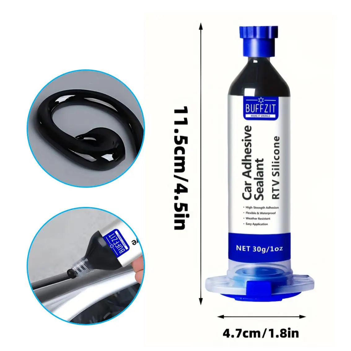 RTV Black Silicone Adhesive Sealant, Waterproof, Flexible, Moisture-Proof for Glass, Metal, Plastic