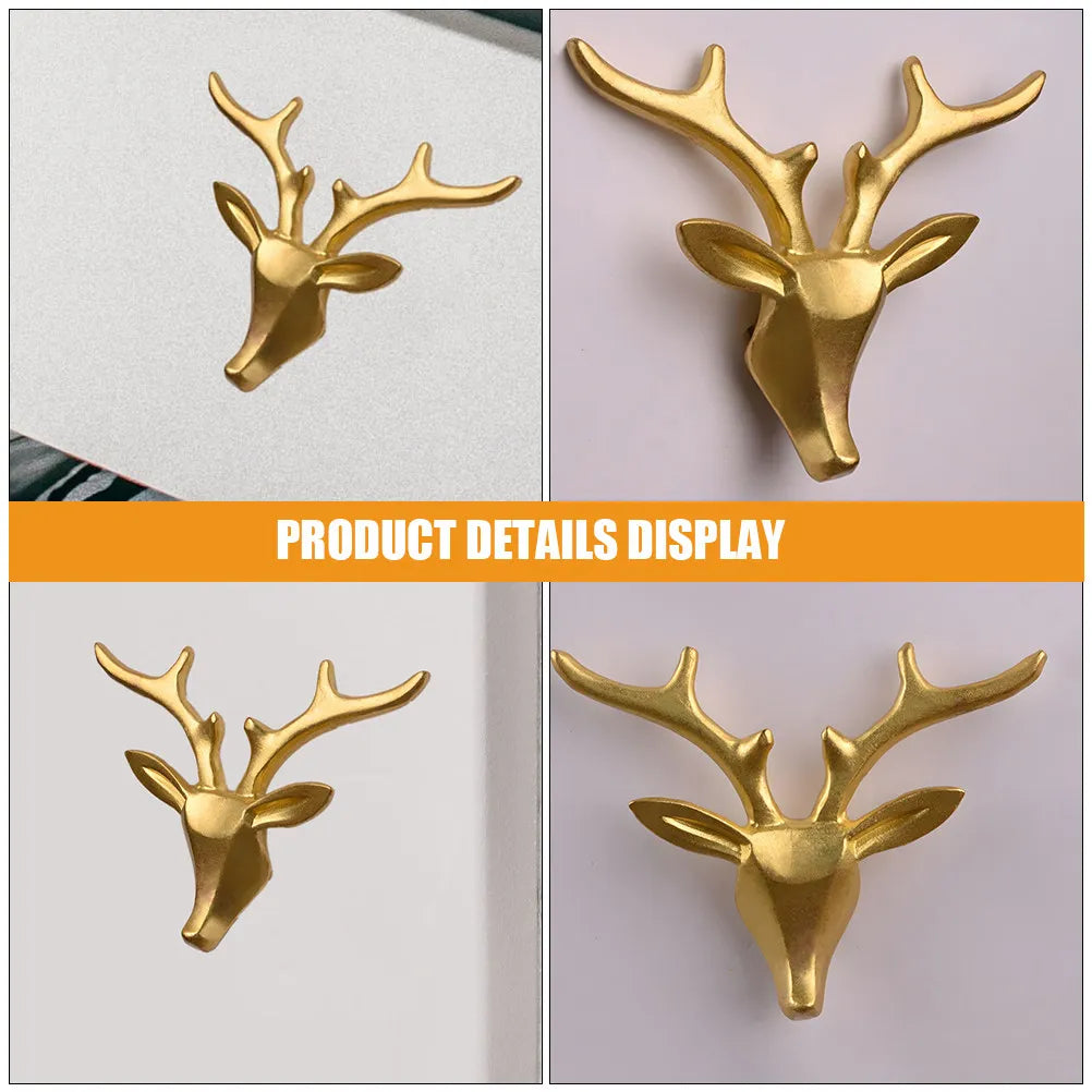 Cute Brass Deer Head Handle for Cabinets Drawers Wardrobes Shoe Cabinets Elegant Decorative Knob Pull Modern Rustic Home