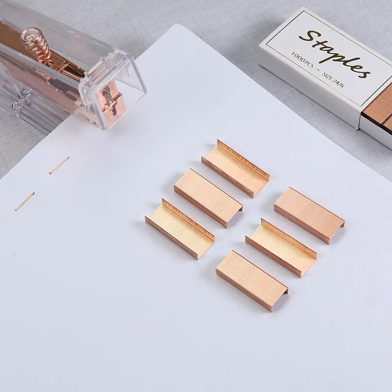 5 Boxes Rose Gold Standard Size Jam Free Sharp Chisel Point Stapler Refill for Desktop Stapler Accessories