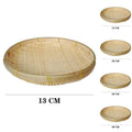 5Pcs Bamboo Basket Woven Fruit Dish Bread Tray for Dinner Serving Plate Handmade Round Sundries Container Kitchen Storage Tray