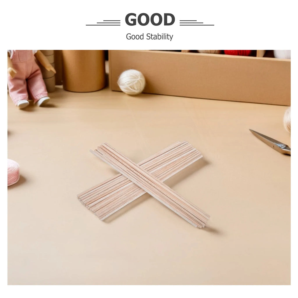 50Pcs Balsa Wood Square Wooden Dowel Rods 11.8x0.16 Inch Unfinished Craft Wood Sticks for DIY Woodworking Small Craft Projects