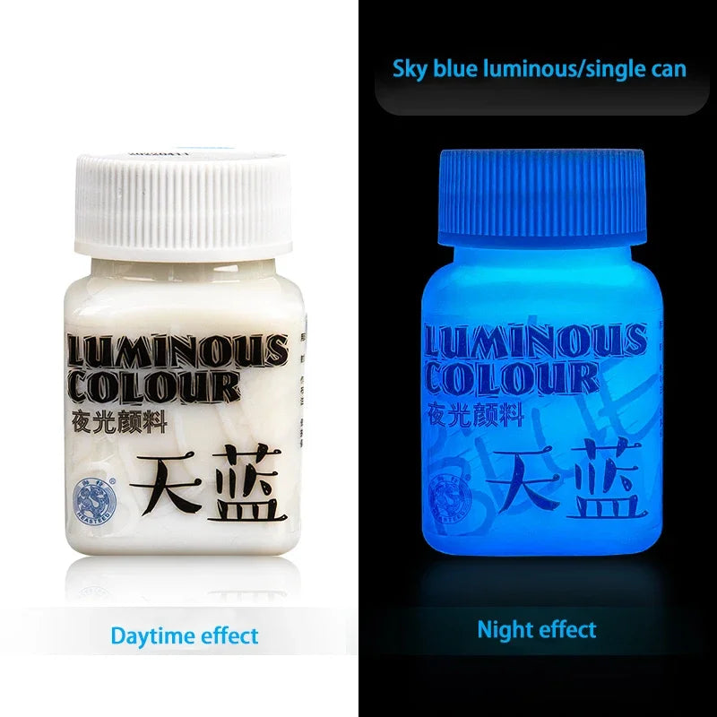 58ML Fluorescent Acrylic Pigment Luminous Pigment Glow in Dark Hand Painted DIY Festival Party Wall Light Absorbing Pigment