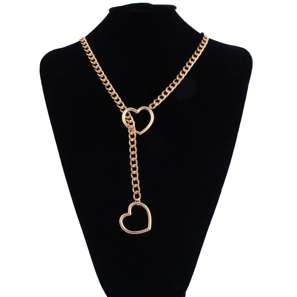 LLL Heart Slip Chain Necklace For Women Fashion Punk Rock Goth Choker Jewelry Accessories
