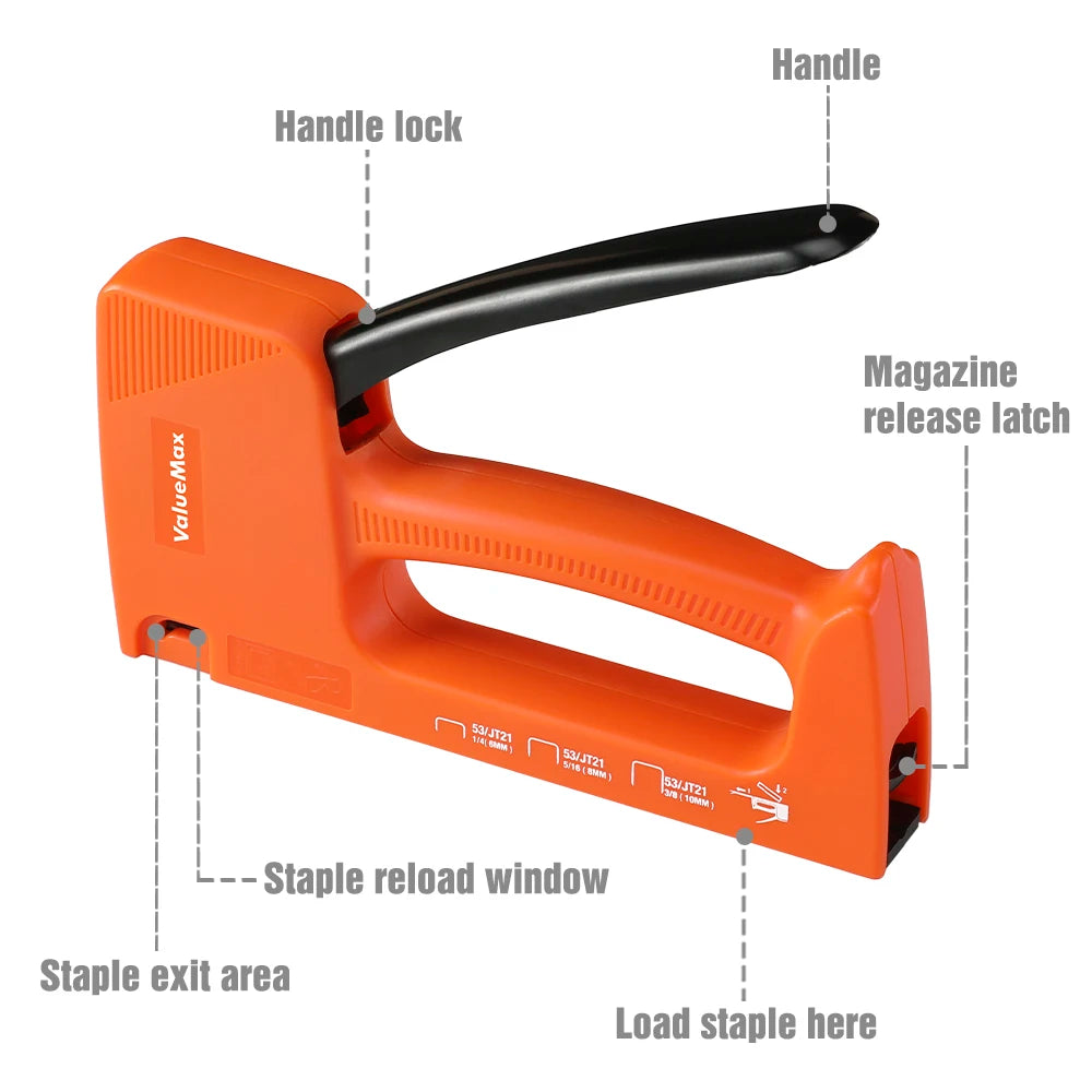 ValueMax Light Duty Staple Gun Manual Stapler Hand Tool Nail Gun Household Tool with 1600PC Staples