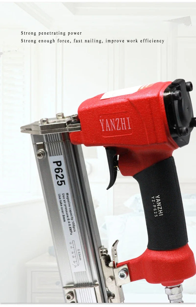 1Pc Pneumatic Staple Gun, 0.63mm Professional Heavy-Duty Finish Nailer Stapler for Wood, Upholstery, Carpet, Wire Fencing