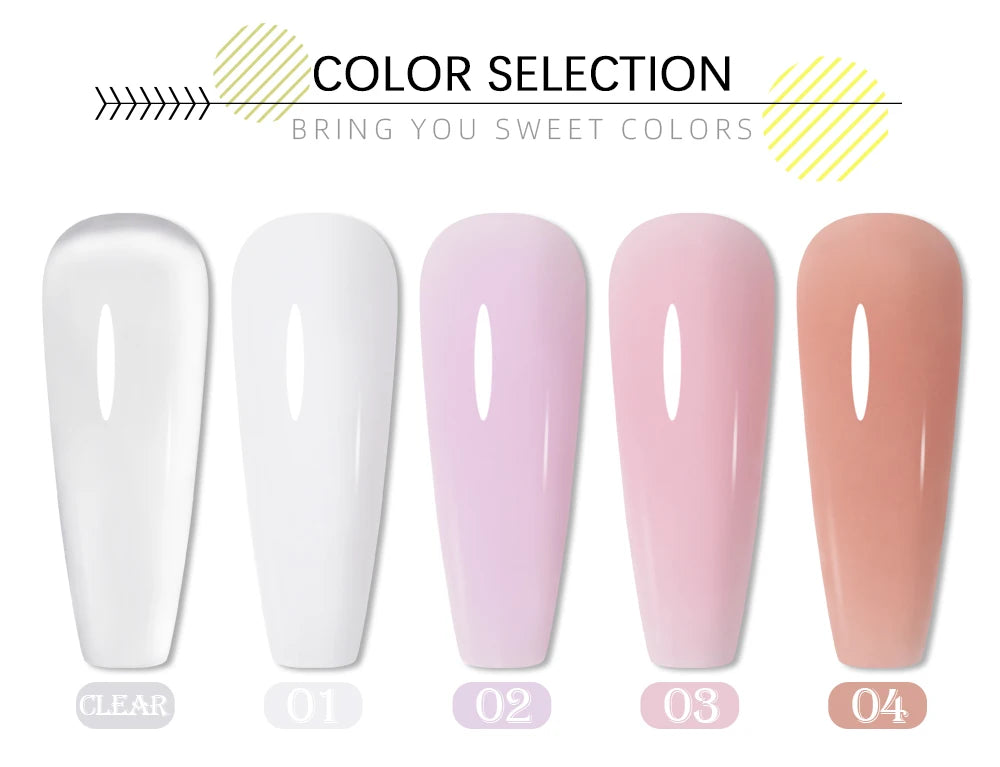 PUENTE 5Pcs/Set 30ML Poly Nail Gel Fast Nails Extend Clear White Pink Colors Hema-Free Acrylic Gel Soak Off UV Builder Nail Gel