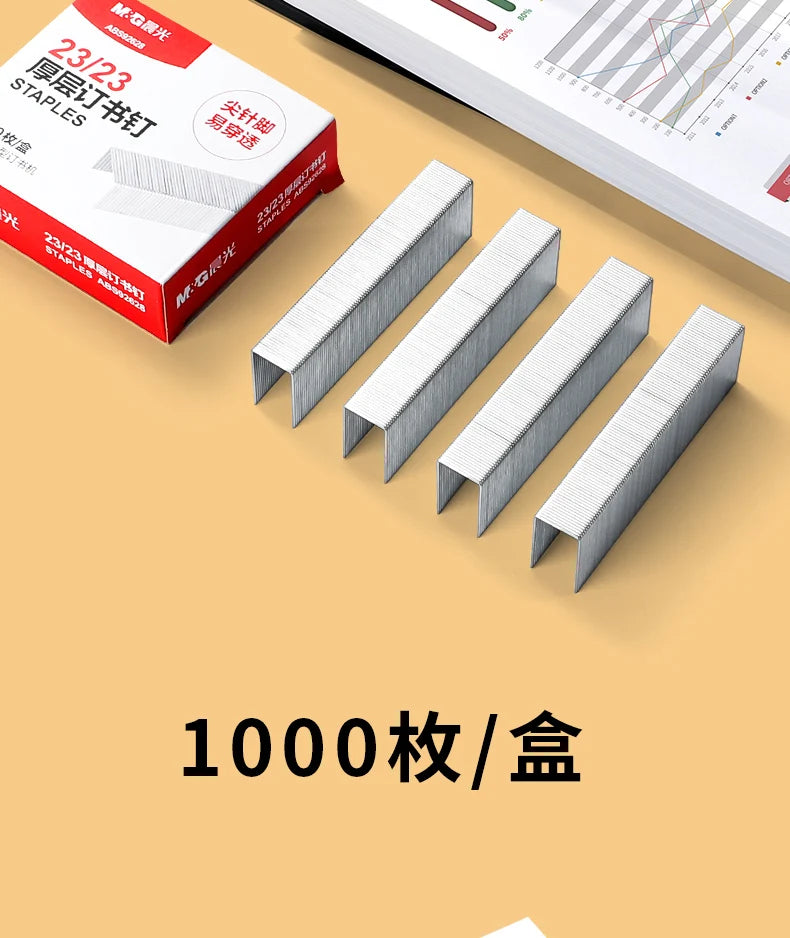 M&G 23/23 Stapler Staples, Long Leg Staples, Can Staple 2-200 Pages, 1 Pack/5 Boxes, Suitable for School and Office Desk Use.
