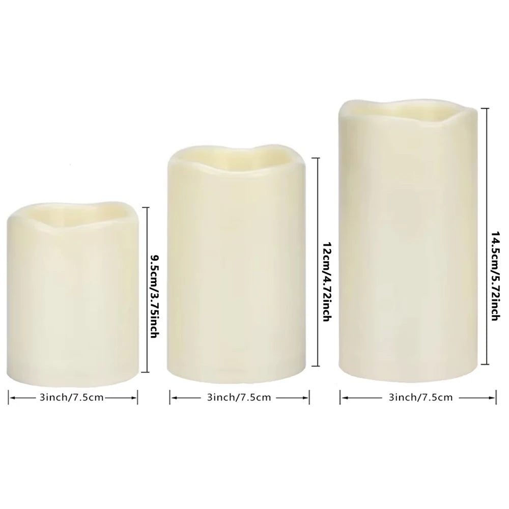 Flickering Flameless Candles 3X Battery Operated Flickering Led Candles Flameless Wax Pillar Candles Light Waterproof Pillar Led