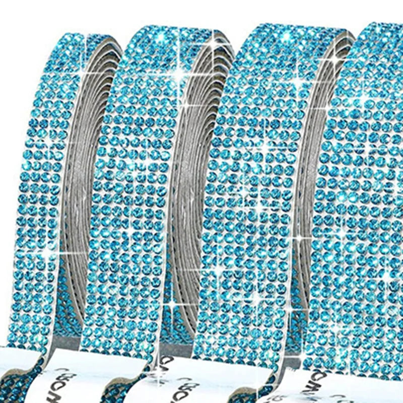 4/8 Row 1Yard Self Adhesive Crystal Rhinestone Sticker Diamond Color Ribbon Strip For DIY Phone Clothes Arts Crafts Decor