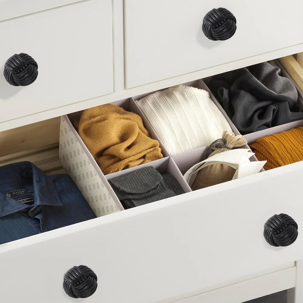 Hemp Rope Drawer Knobs Round Handmade Cabinets Dresser Handles Wood Kitchen Cupboard Wardrobe Door Pulls for Furniture