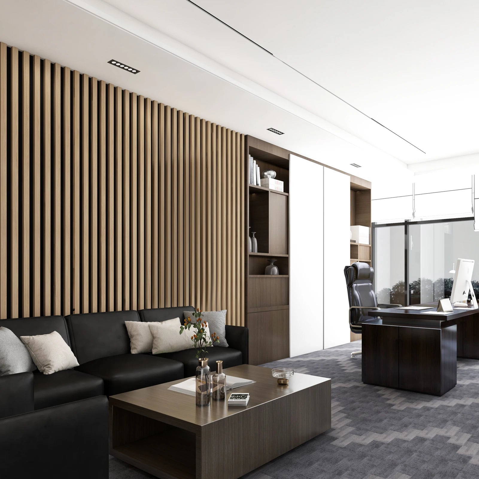 Art3d  4-Panels, Textured Wood-Look 3D Wall & Ceiling Tiles Noise Insulating MDF Grille Design,Acoustic Panels, 24" x 12"