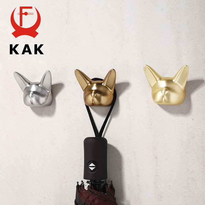 KAK Bulldog Design Wall Hanging Hooks Coat Hook Bag Hat Rack Rackers Zinc Alloy Wall Decorations for Kis Hardware Fittings