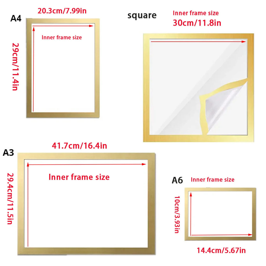Magnetic Picture Frames Wall Kpop Photocard Holder Display Decor for Wall Window Office Advertise 5Pack A3/A4/A6/Square30x30cm
