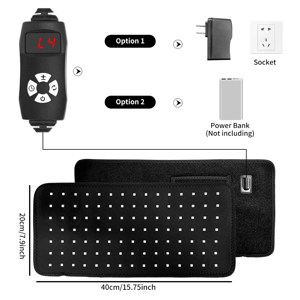 105 Leds Red Light Pad for Waist Leg Arm Knee Feet Pain Relief 660nm 850nm Near Infrared Light Wrap with Elastic Strap