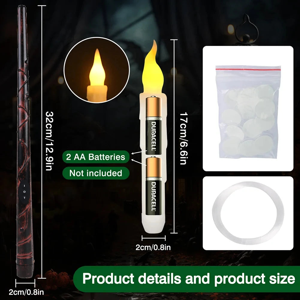 Flameless Taper Floating Candles with Magic Wand Remote Timer Flickering LED Hanging Christmas Halloween Decorations(12 Pack)
