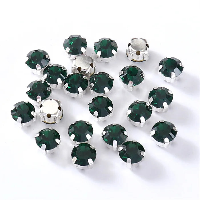4mm-8mm Glitter Glass Sewing Rhinestones with Sliver Base Round Crystal Strass stones for diamond  Jewellery clothes diy