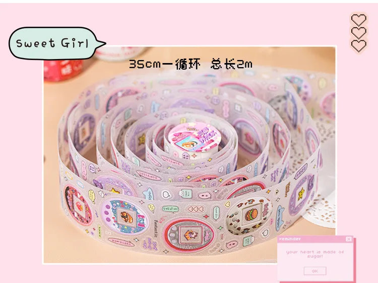 Mr Paper 4rolls Glitter Pet Die-Cut Tape Time Warp ins style cartoon border handbook goo card decorative collage DIY Dairy Card