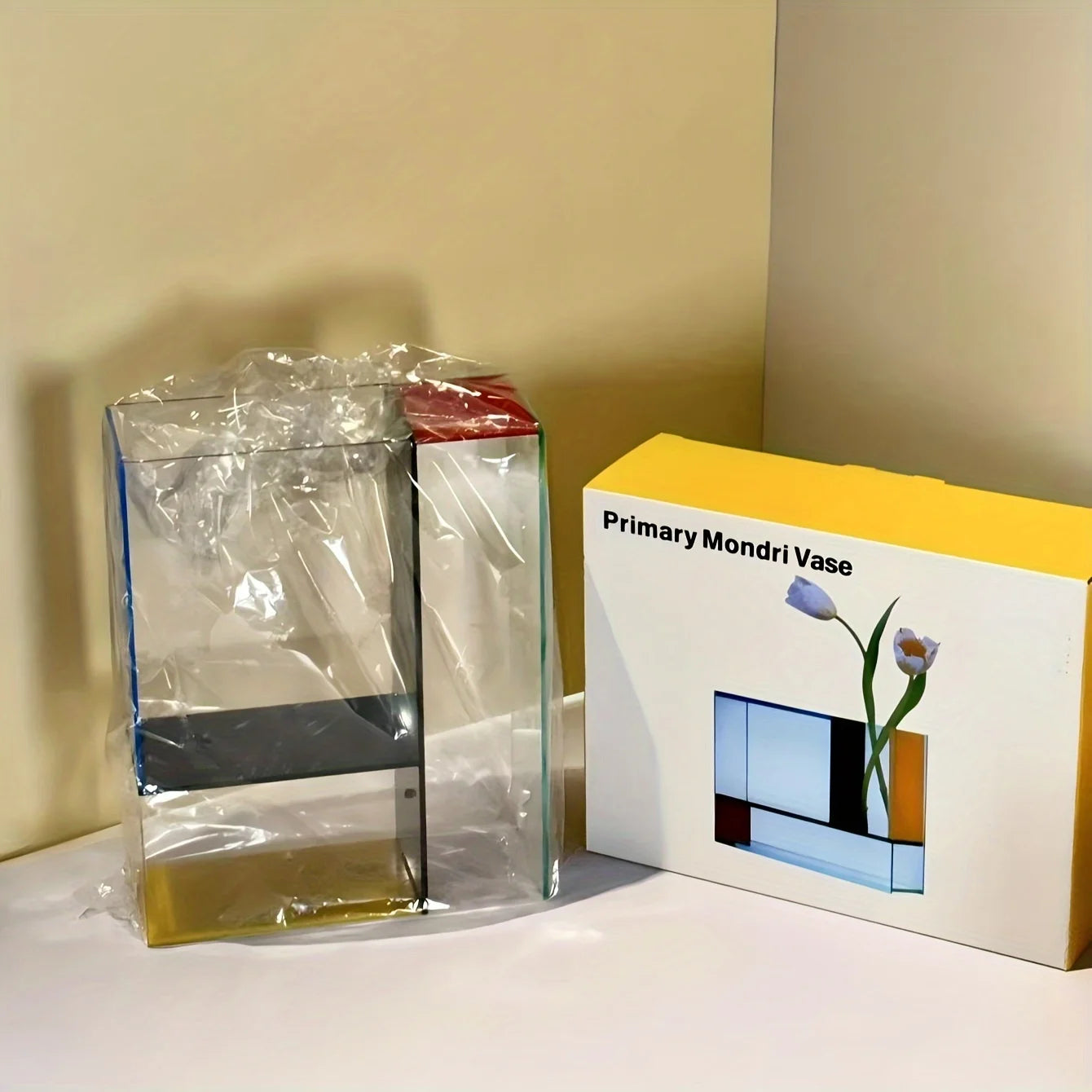 Vibrant Color Block Acrylic Vase |   Modern Art Home Decor, Handmade Durable & Easy-Clean (Gift Ready)