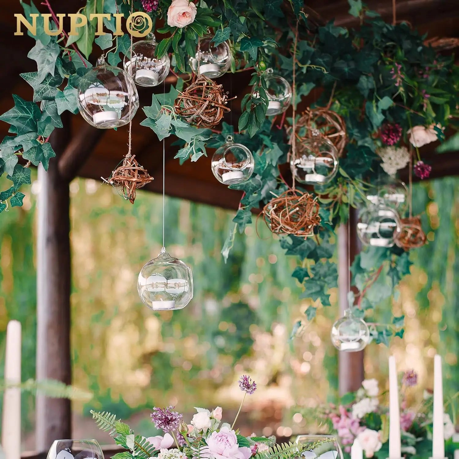 24 Pcs Hanging Glass Tealight Holders, Plant Terrariums, Home Decor for Indoor Outdoor Garden