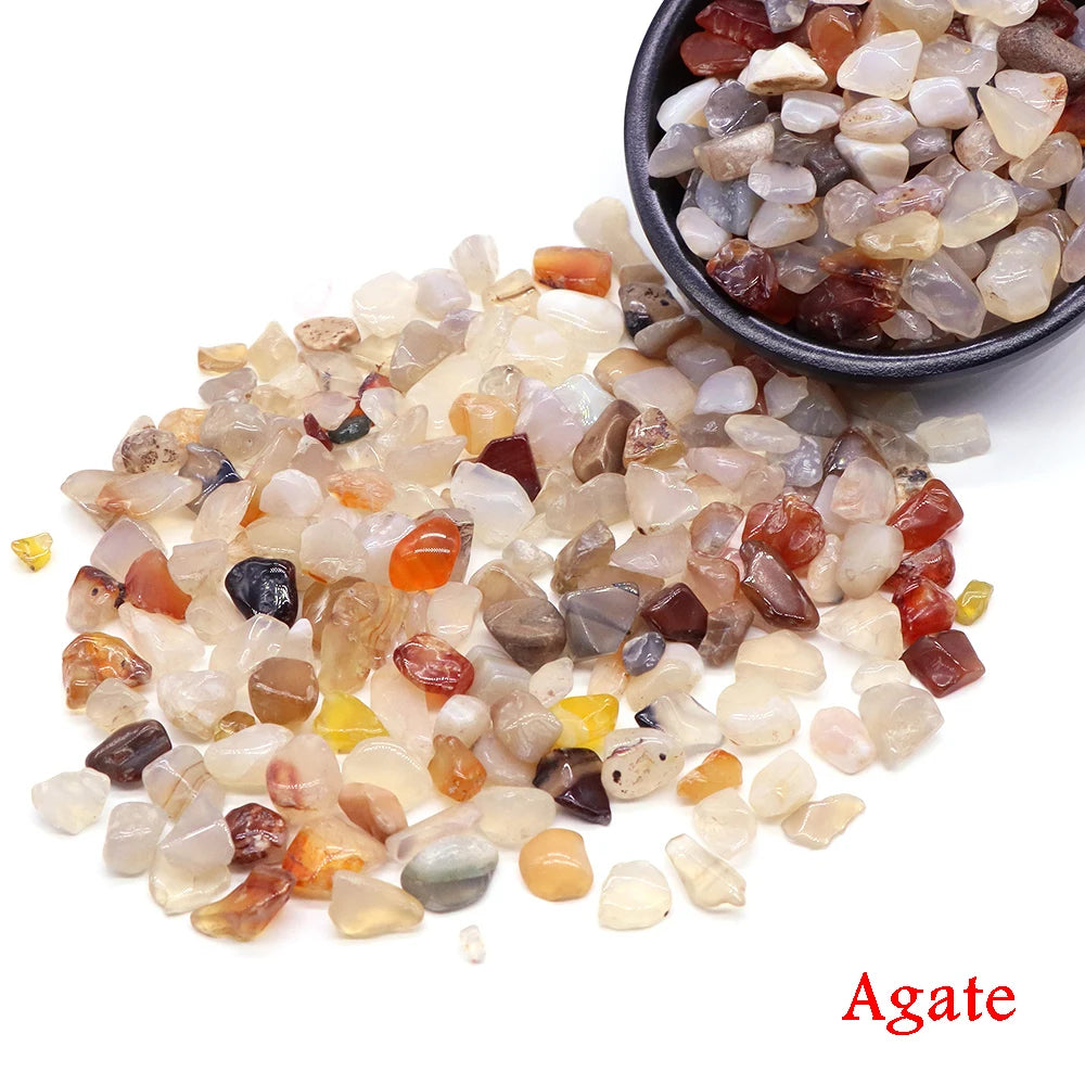 Natural Stone Tumbled Agate Gravel Crystals Chip Quartz Minerals Reiki Healing Specimen Gemstones Home Aquarium Decor DIY Crafts