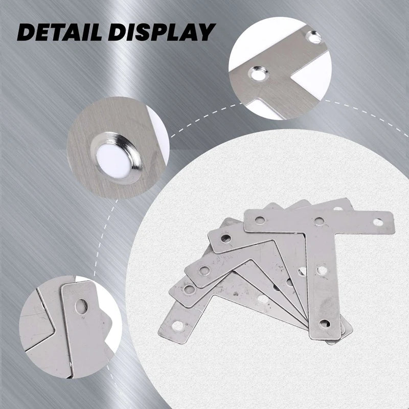 5 Pcs Angle Plate Corner Brace Flat T Shape Repair Bracket 80Mm X 80Mm-AT35