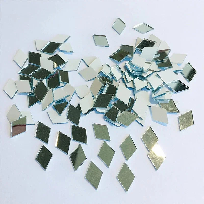 100~500PCS Mirror Mosaic Tile Wall Sticker Bulk Diamond Shape DIY Craft Handcrafted Accessory Home Wall Artwork Decor Supplies