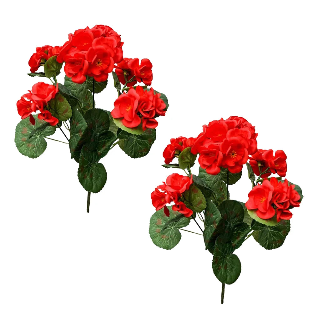 2/4Pcs 12.6inch Artificial Plant Silk Begonia Flower Geraniums UV Resistant Nonwoven Faux Flowers for Garden bonsai Floral Decor