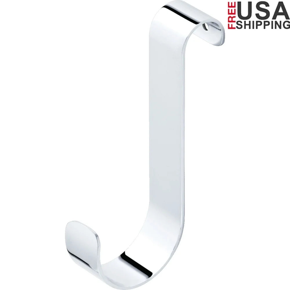 Over the Door Towel Bar Hooks Chrome Set of 2 Durable Steel Towels Hanging Storage Accessories Rust Resistant Hooks