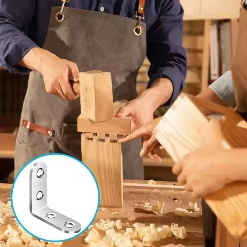 20-1pcs L Shaped Corner Brace Stainless Steel Joint Bracket 90 Degree Connector Fastener Furniture Shelves Cabinet Support Frame