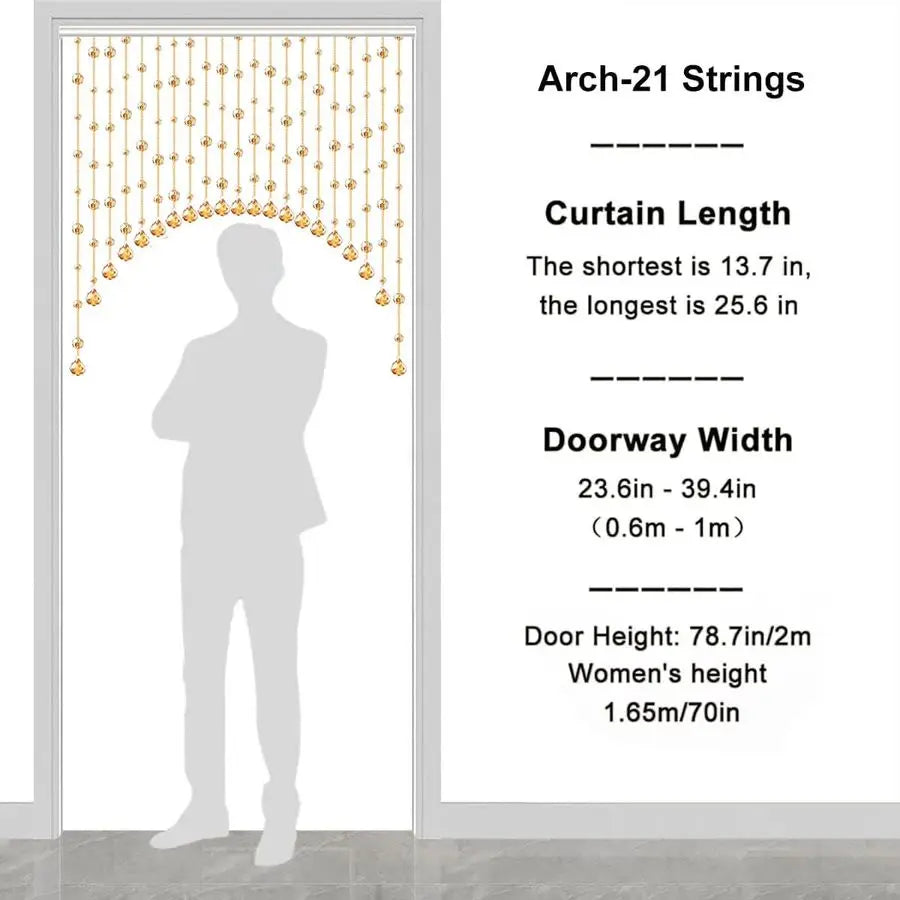 Crystal Beaded Curtain for Doorway, 20 Strings Partition Door String Curtain, Room Divider Blind, Decorative Panel for Home, Cof