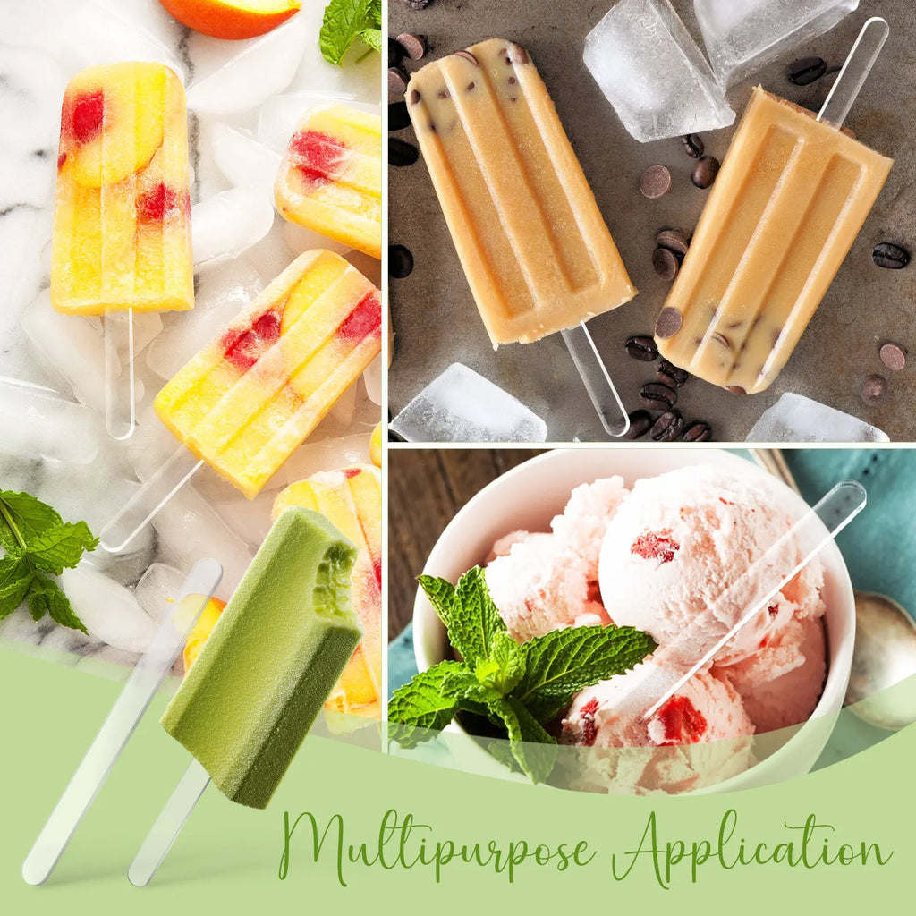 30Pcs Food Safe Acrylic Popsicle Sticks Transparent Ice Cream Sticks for DIY Treats Candy Making Party Favors Craft