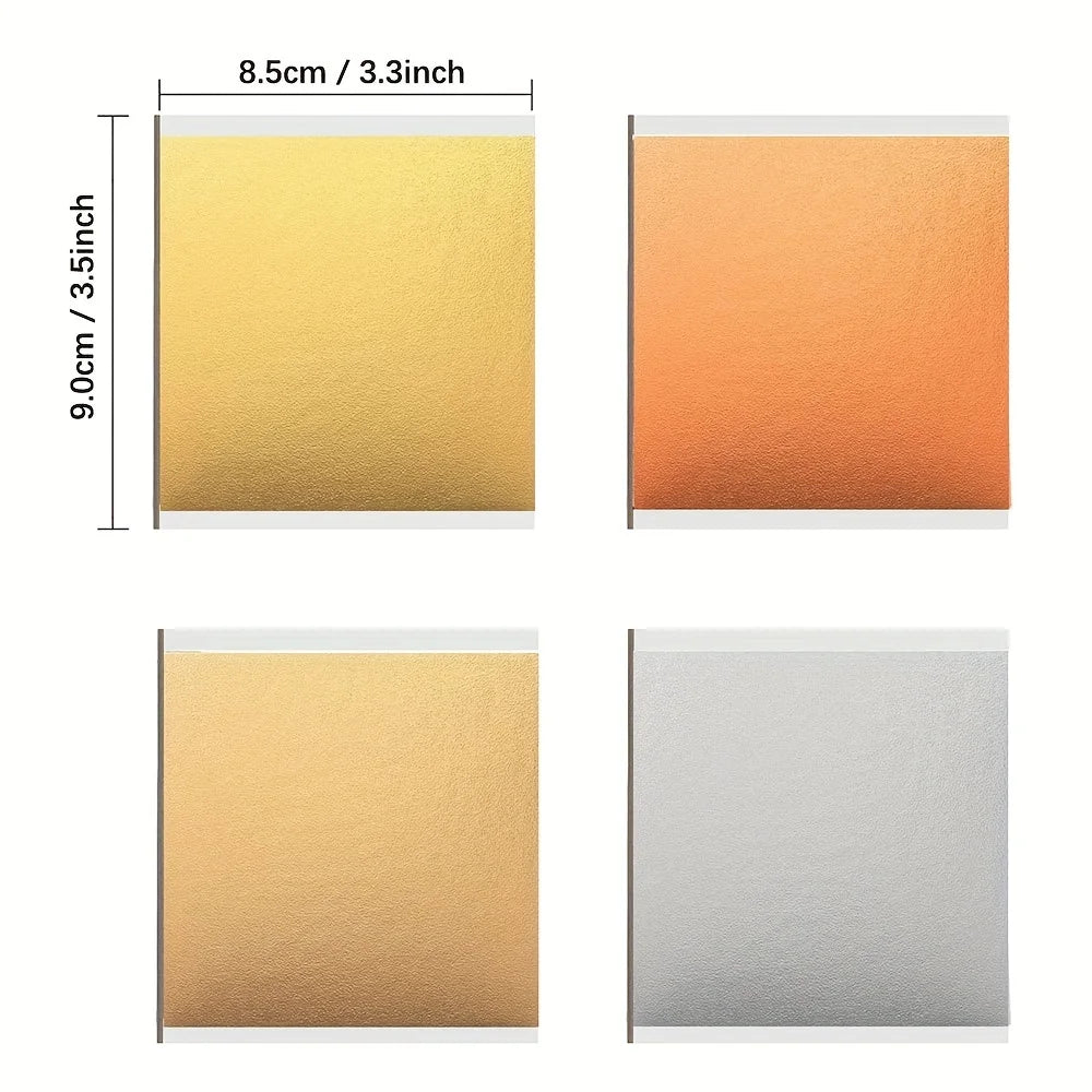 100pcs Imitation Golden Silvery Foil Paper Leaf Sheet Gilding DIY Art Craft Paper DIY Scrapbooking Craft Home Decorations