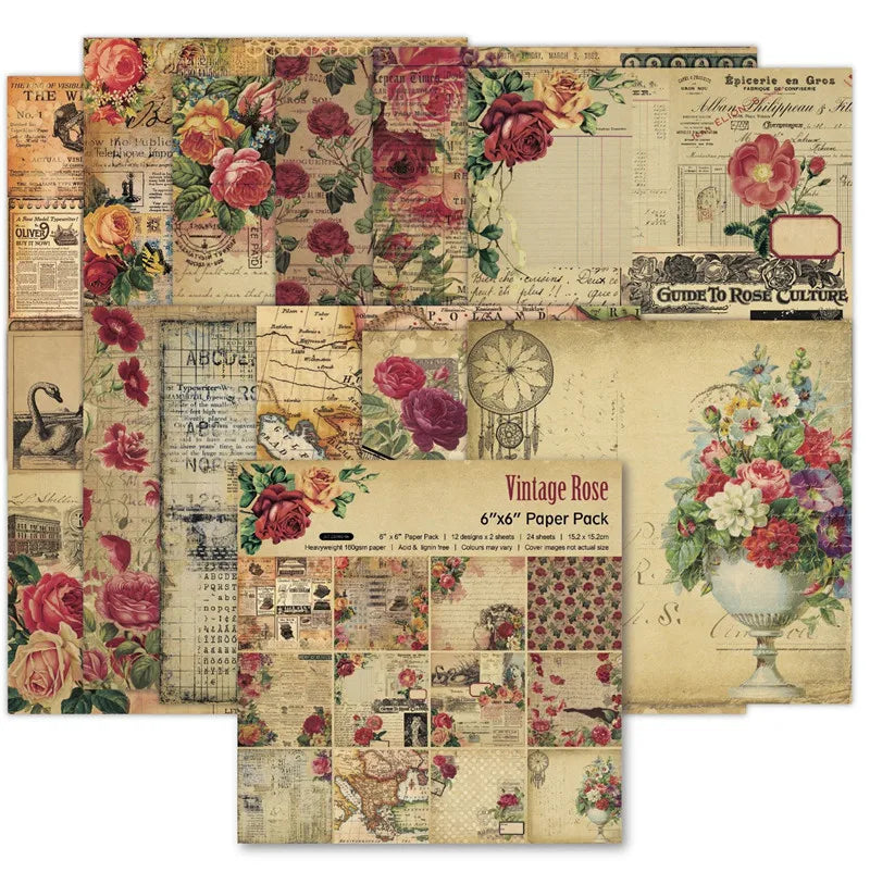 12 Sheet Scrapbooking Paper 15x15cm, Christmas Journal Planner Paper Pad Cardstock Backgrounds Card for DIY Art Craft Decoration