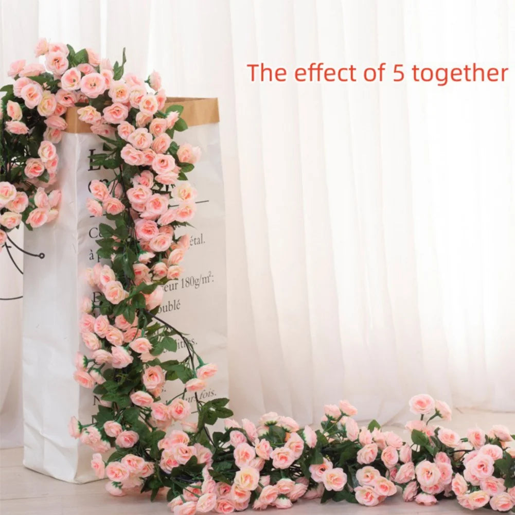 45/69pcs Artificial Rose Flowers Vine DIY Wedding Decoration Fake Silk Rose Flower Home Room Decor Wall Hanging Garland Plants