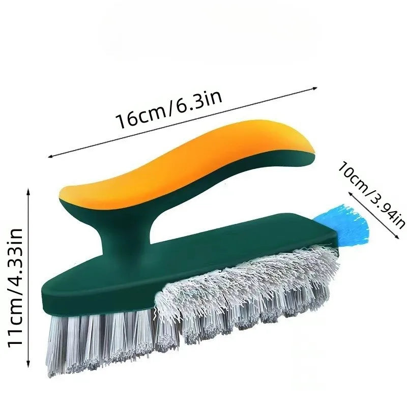 3-in-1 Gap Brush – Plastic, Scrapes Water & Brushes Dust, V-Shaped Bristles 90° Dead Angle Free for Bathroom & Floor