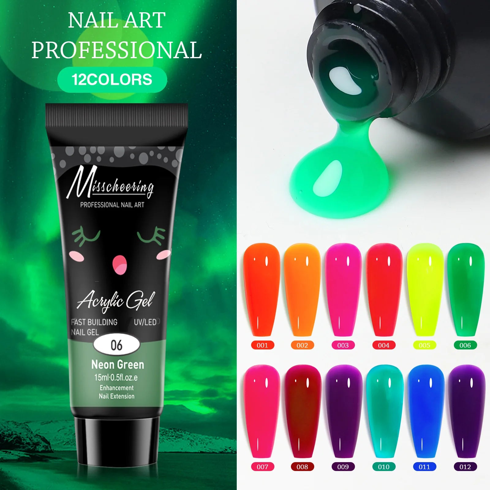 Nail Extension Gel Kit, 12 Colors Extension Nail Extension Gel Set Soak Off UV Gel For All In One Kit Builder Nail Gel Gift