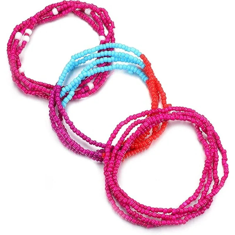 3Pcs Waist Beads for Women Belly Beads Elastic Chain African Waist Beads for Women Plus Size Bikini Jewelry