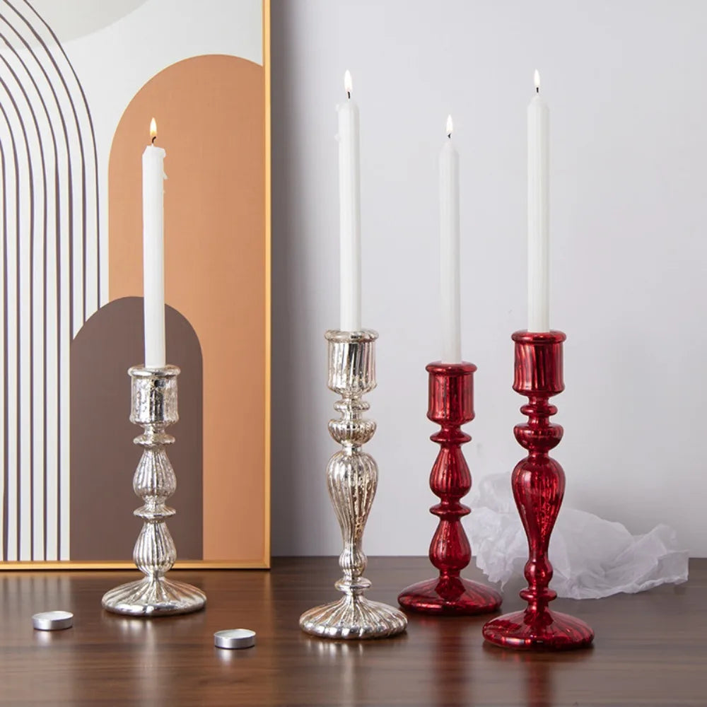 Vintage Glass Candle Holder Romantic Candlelight Dinner Decoration Wedding Table Centerpieces Accessories Home Decoration
