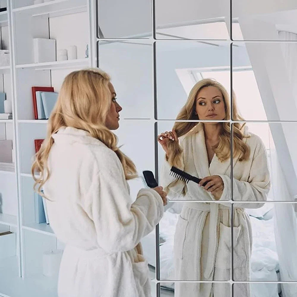 3D Mirror Wall Sticker DIY Square Acrylic Decal 2mm Full Body Wall Mirror Stickers for Bedroom Living Room Home Decor 2/4pcs