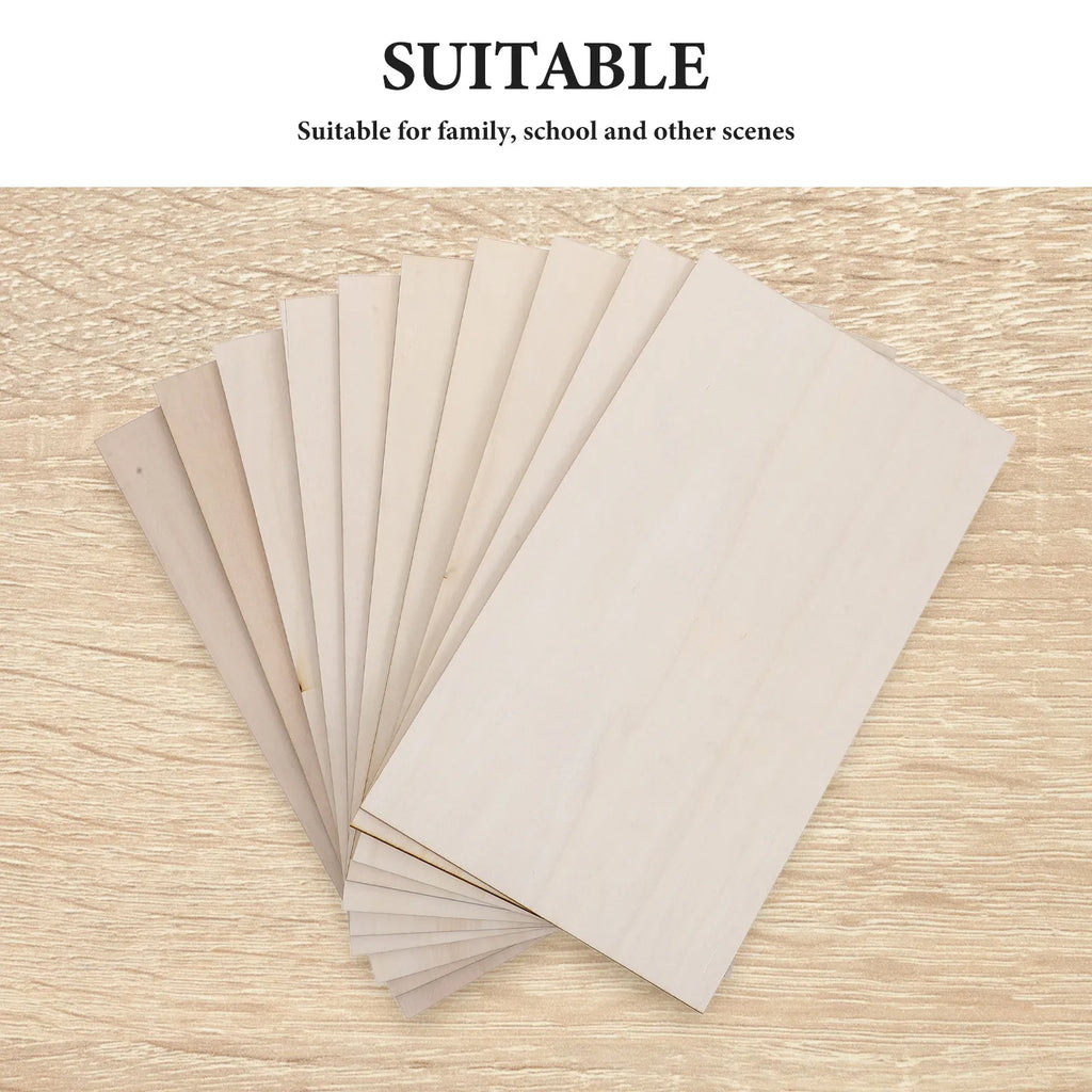 10Pcs 170x300x3mm Plywood Sheets Flat Unfinished Craft Wood Boards for Painting Carving DIY Projects School Art Studio
