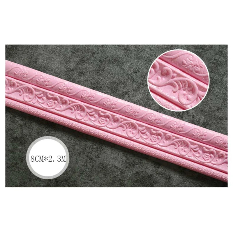 3D Self-adhesive Waist Line Wall Stickers 230cm DIY Background Wall Border Skirting Line Stickers Waterproof Strip Stickers