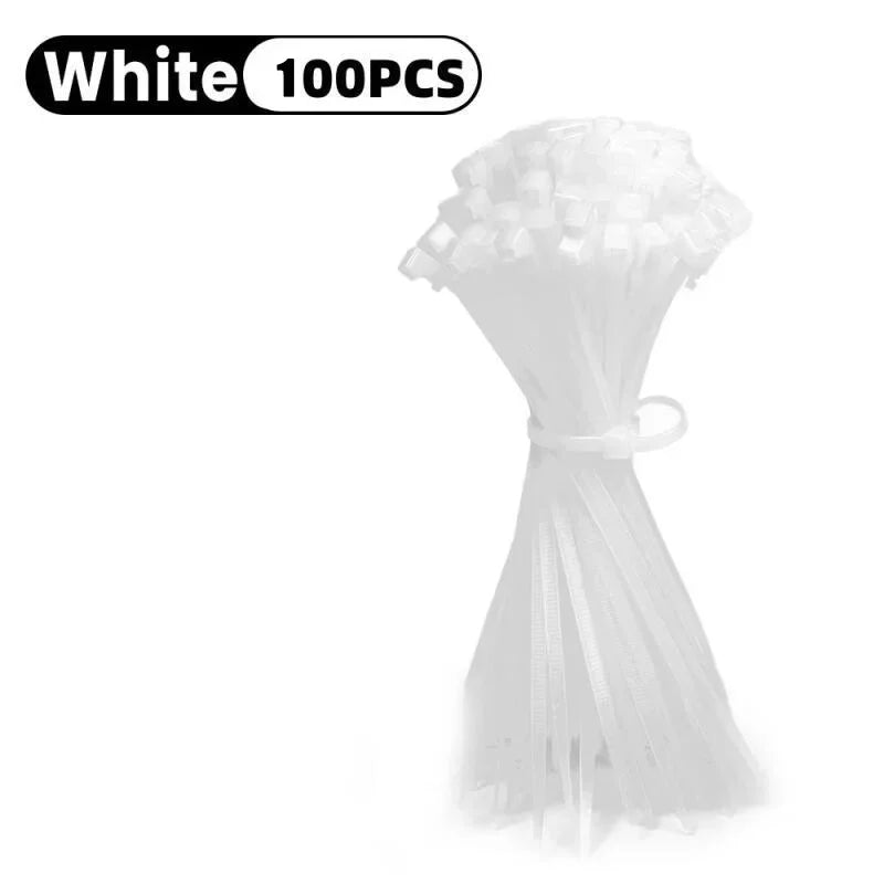 100Pcs Reusable Cable Ties Cable Lock Loop Nylon Ties Removable Recyclable Mixed Colours Black White Cable Ties Replacement Tool