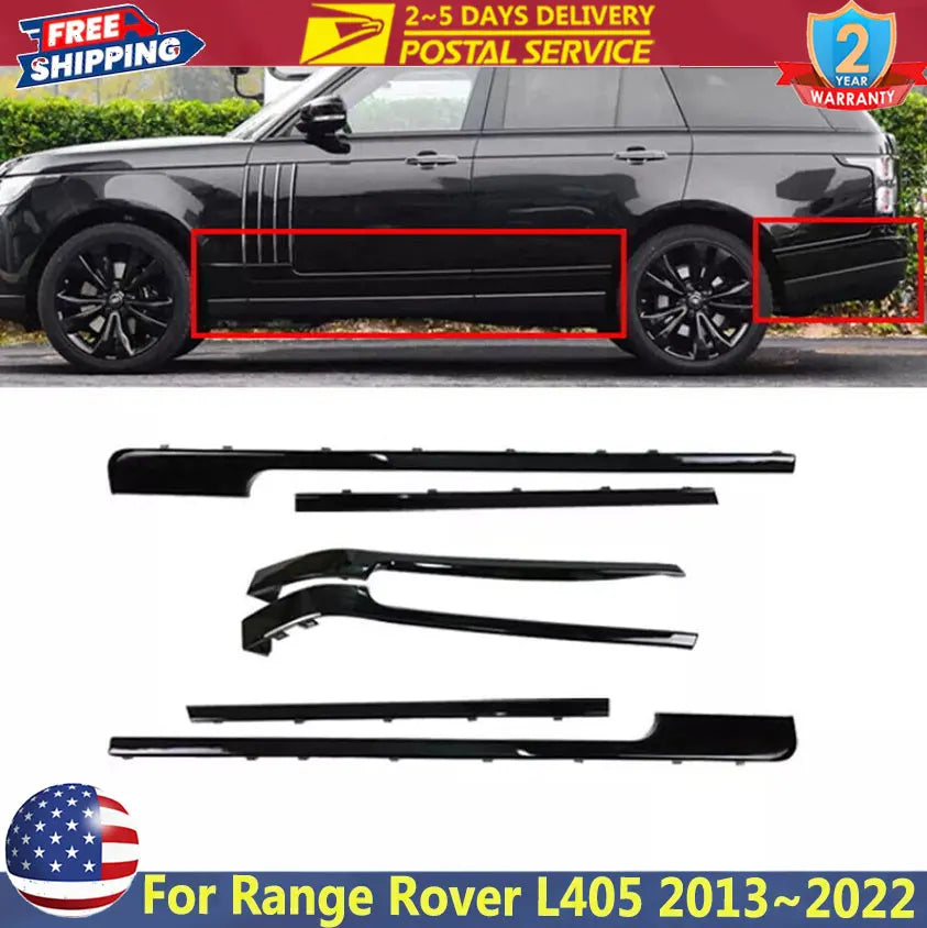 6PCS Door Side Body Molding Trim Strip Kits For Land Rover Range Rover L405 2013~2022 Car Styling Decoration Strip Trim Molding