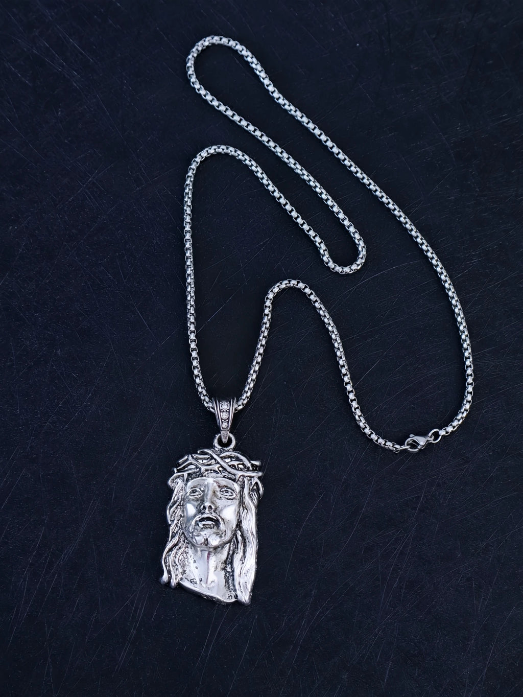 LLL 6 Sizes Hip Hop Punk Style God Jesus Head Deluxe Gold Plated Pendant Collar Necklace Figaro Chain Men Women Jewelry